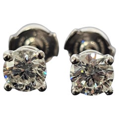 Tiffany
Co. Platinum Diamond Solitaire Studs Earrings 1.79ctw Certificates