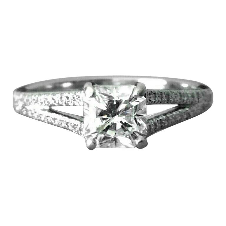 Tiffany & Co. Platinum Diamond Split Shank Engagement Ring .76 Carat G VS1 For Sale