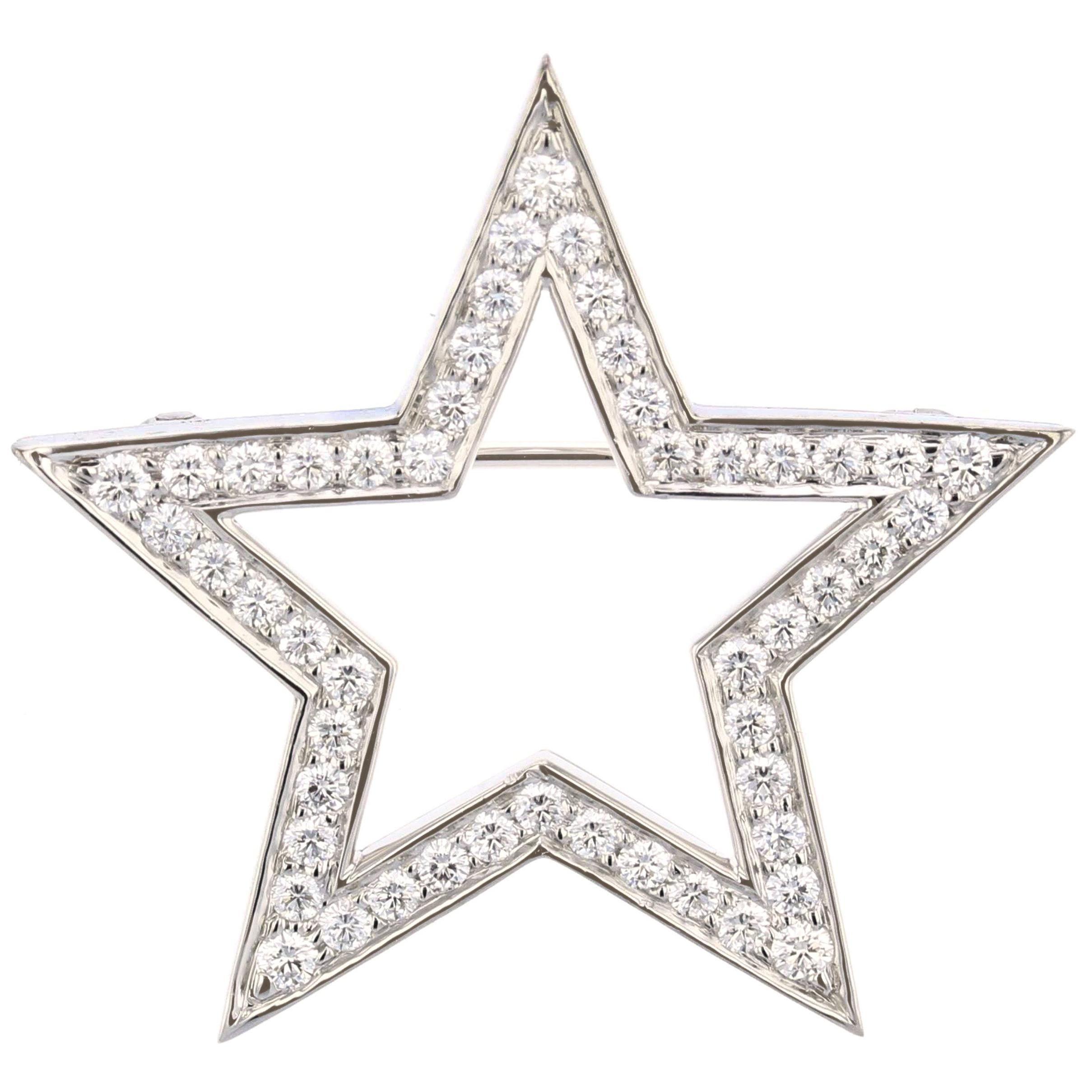 Estate Tiffany & Co. Diamond Star Platinum Brooch