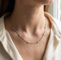 Tiffany & Co Platinum Diamond Station Necklace 1.00 Carat Bezel Set Diamonds