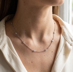 Tiffany & Co Platinum Diamond Station Necklace 1.00 Carat Bezel Set Diamonds