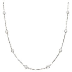Tiffany & Co Platinum Diamond Station Necklace 1.00 Carat Bezel Set Diamonds