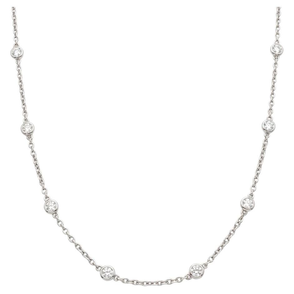 Tiffany & Co Platinum Diamond Station Necklace 1.00 Carat Bezel Set Diamonds