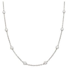 Tiffany & Co Platinum Diamond Station Necklace 1.00 Carat Bezel Set Diamonds