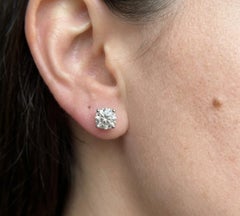 Tiffany & Co Platinum Diamond Stud Earrings 1.79 Carats