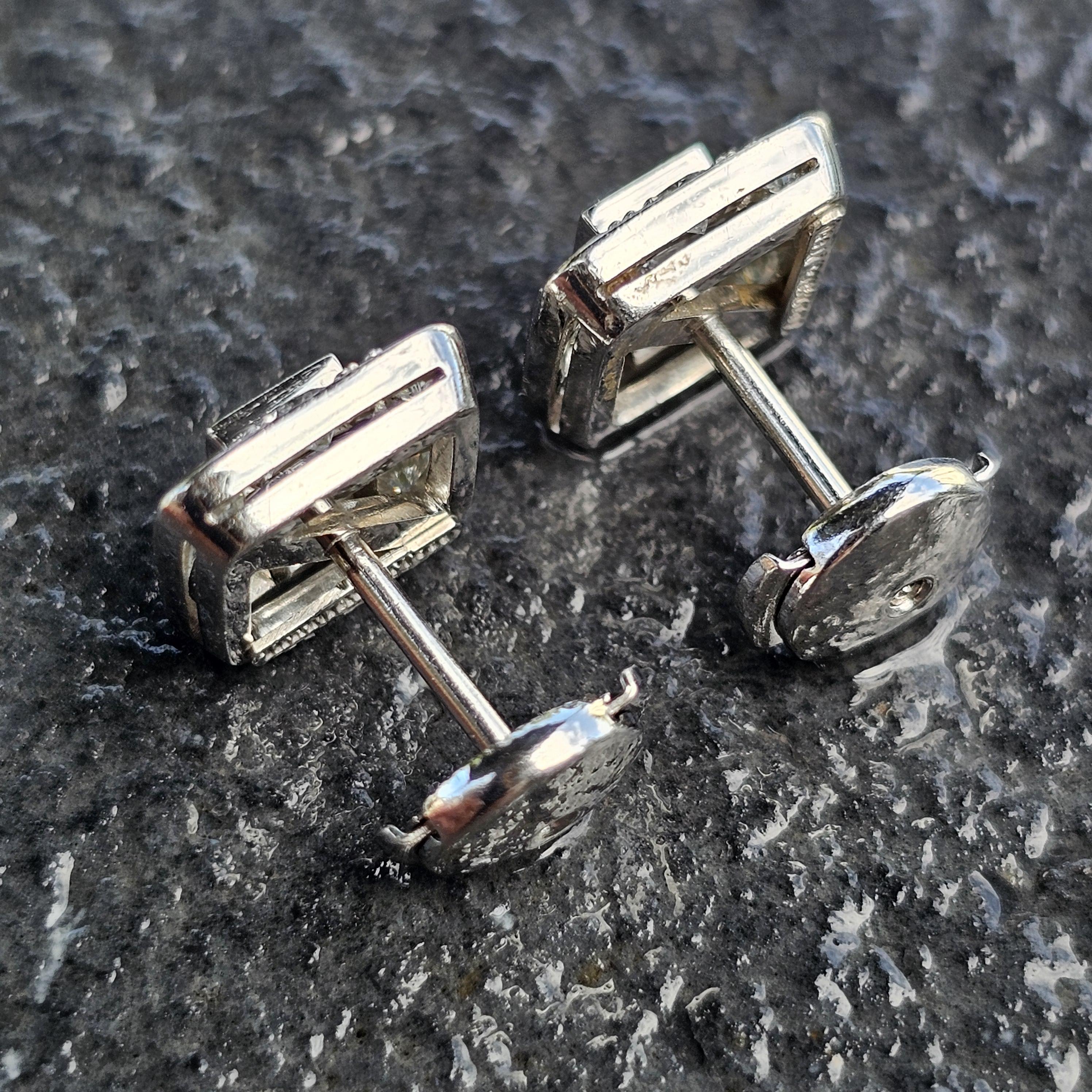 Tiffany & Co. Platin Diamant Ohrstecker Asscher Center Art Deco Stil im Angebot 4