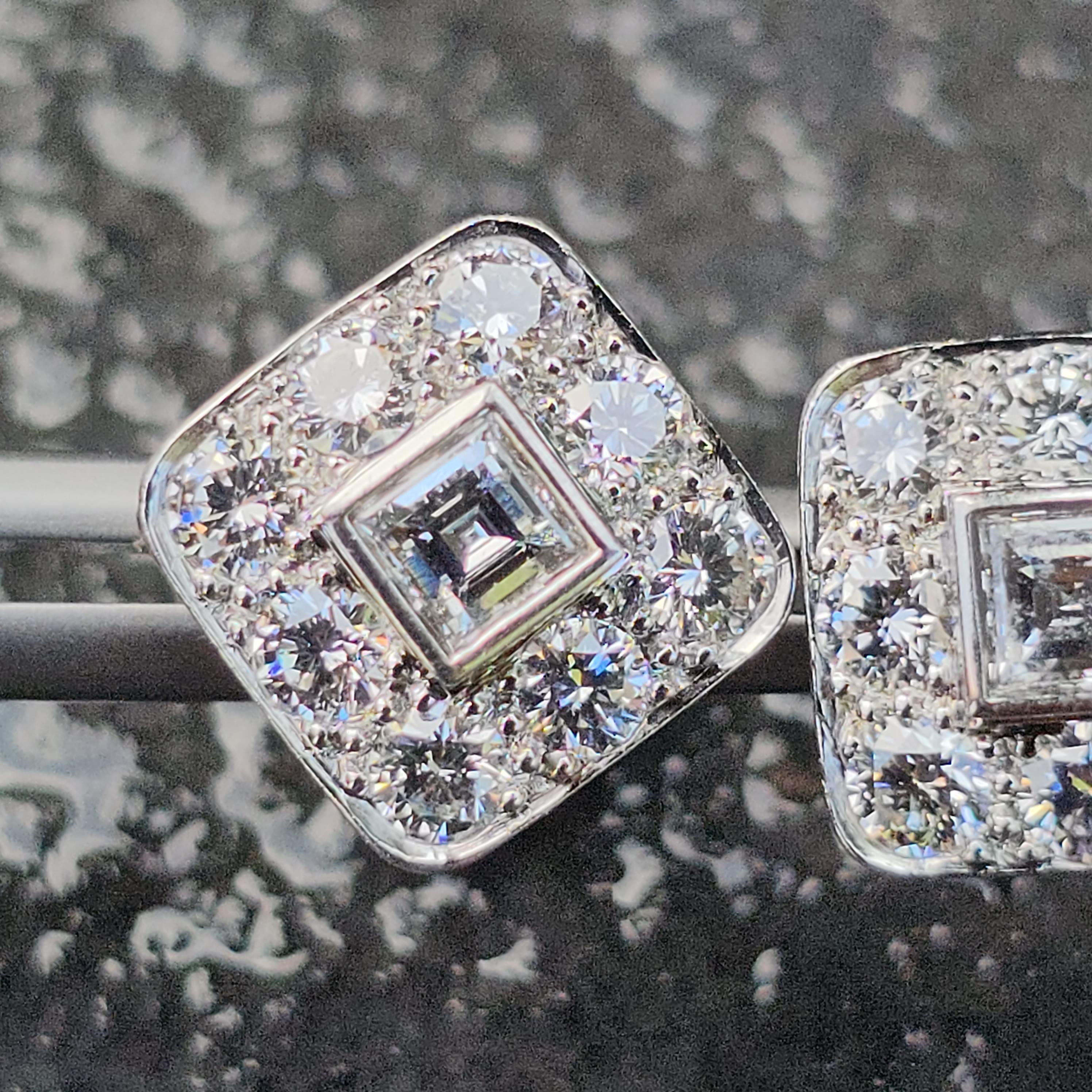 Tiffany & Co. Platin Diamant Ohrstecker Asscher Center Art Deco Stil (Asscher-Schliff) im Angebot