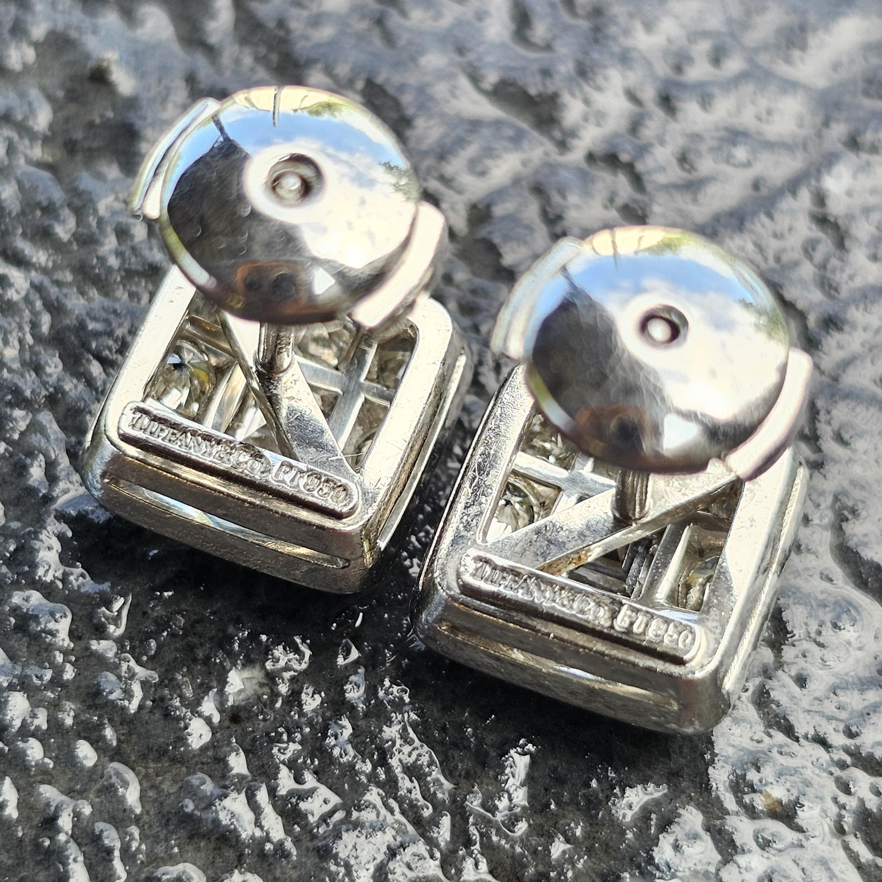 Tiffany & Co. Platin Diamant Ohrstecker Asscher Center Art Deco Stil im Angebot 3