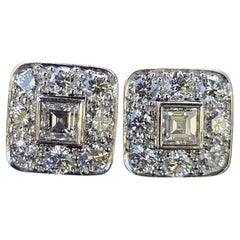 Tiffany & Co. Platin Diamant Ohrstecker Asscher Center Art Deco Stil