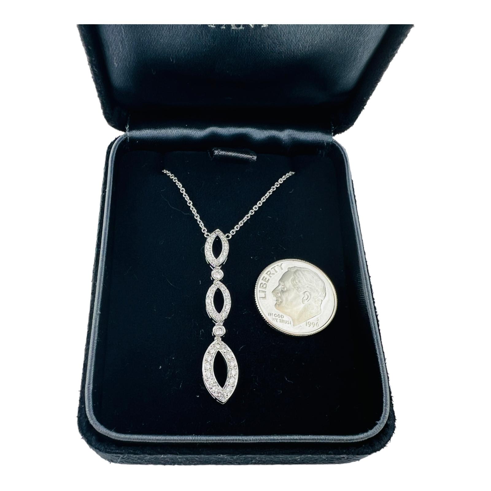 Tiffany & Co. Platinum Diamond Swing Drop Necklace with Box 6