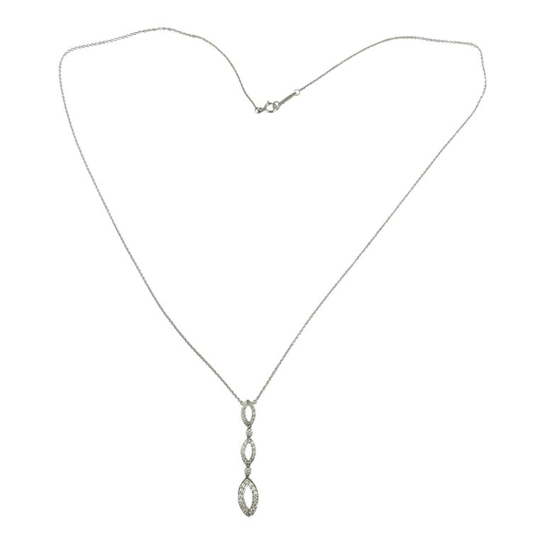 Tiffany and Co. Platinum Diamond Swing Drop Necklace with Box For Sale ...