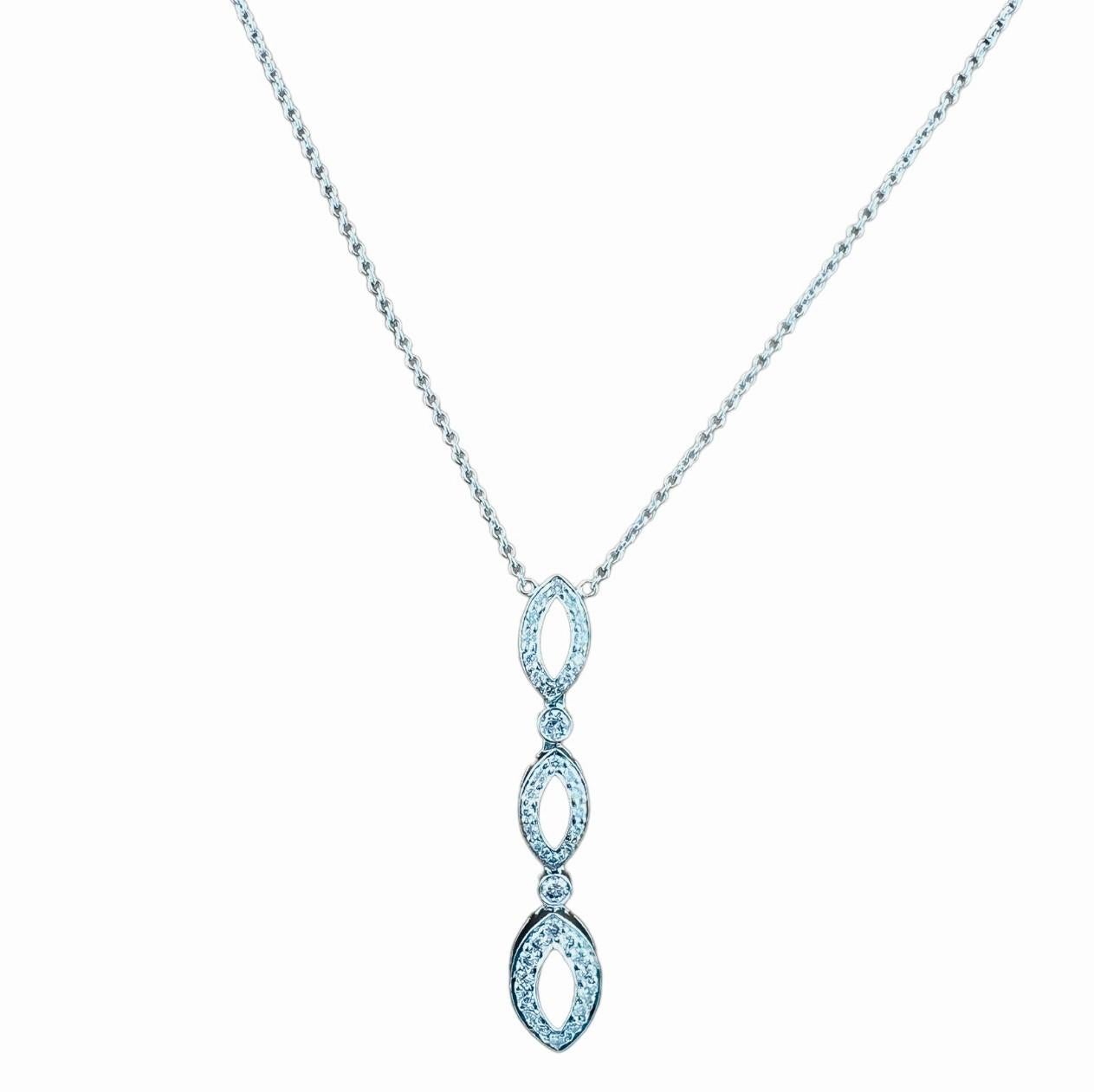 Round Cut Tiffany & Co. Platinum Diamond Swing Drop Necklace with Box