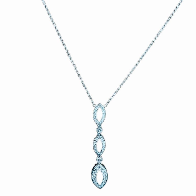 Tiffany and Co. Platinum Diamond Swing Drop Necklace with Box For Sale ...