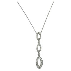 Tiffany & Co. Platinum Diamond Swing Drop Necklace with Box