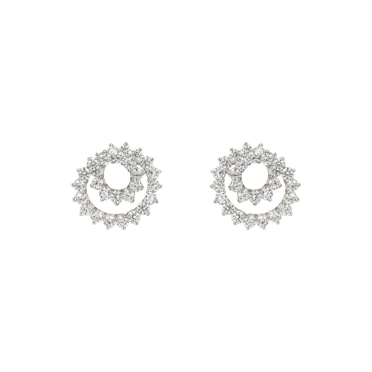 Tiffany & Co. Platinum Diamond Swirl Earrings 2.80 Carat