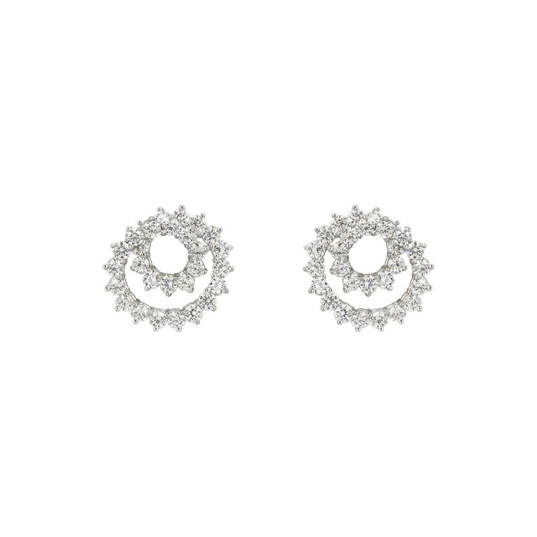 Tiffany and Co. Platinum Diamond Swirl Earrings 2.80 Carat at 1stDibs