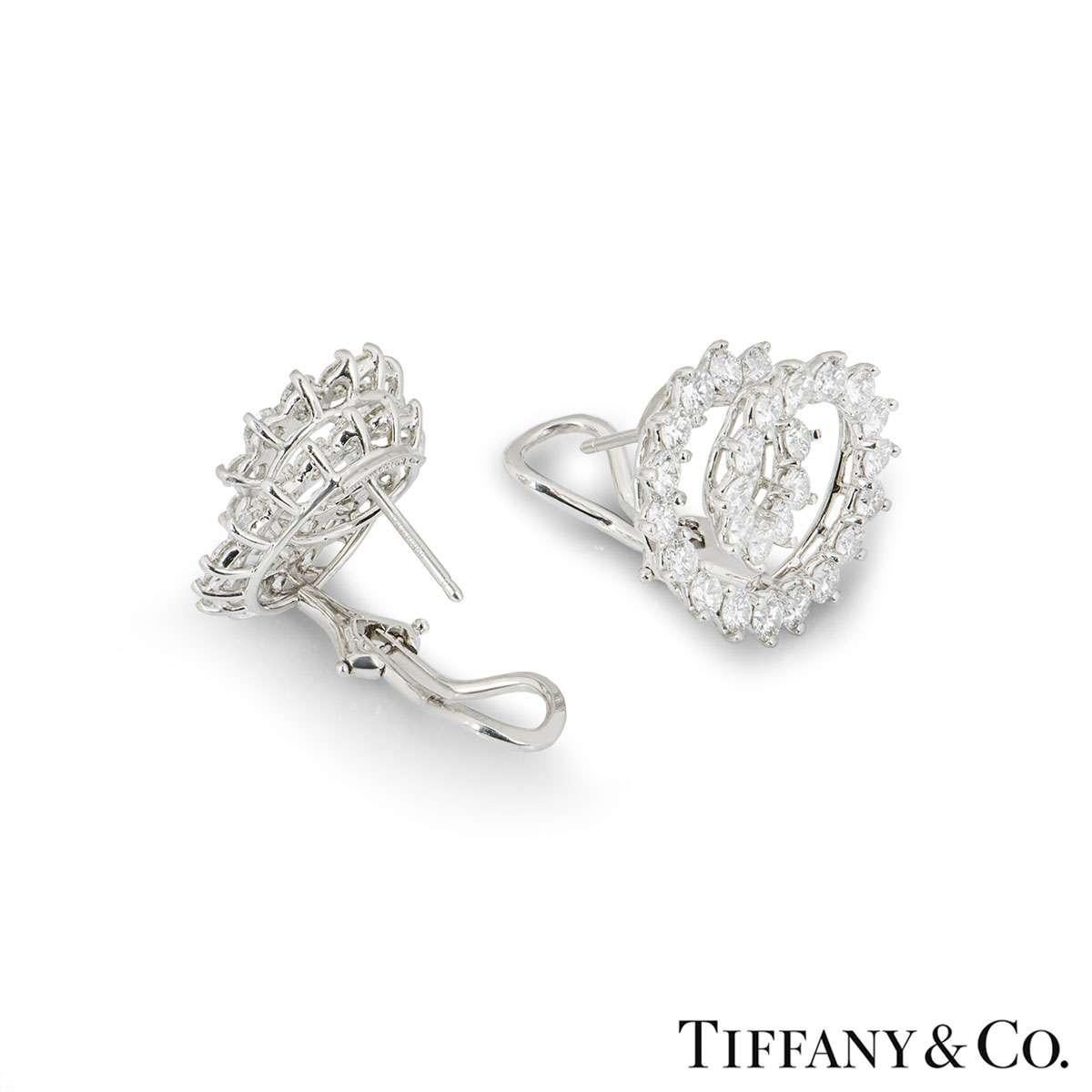 Round Cut Tiffany & Co. Platinum Diamond Swirl Earrings 2.80 Carat