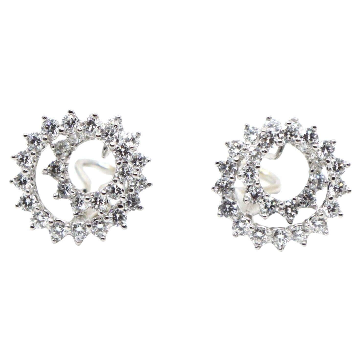 Tiffany 
Co. Platinum Diamond Swirl Earrings For Sale