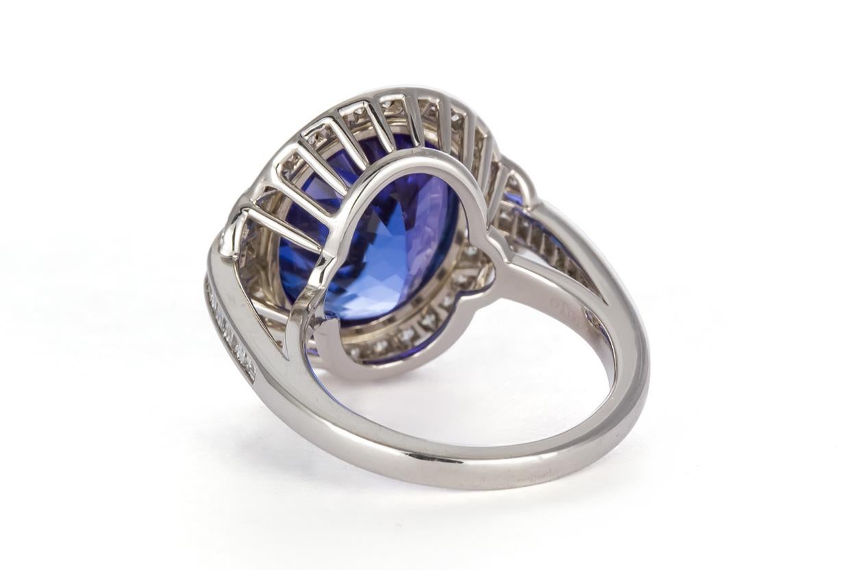 Oval Cut Tiffany & Co. Platinum Diamond and Tanzanite Fashion Cocktail Ring