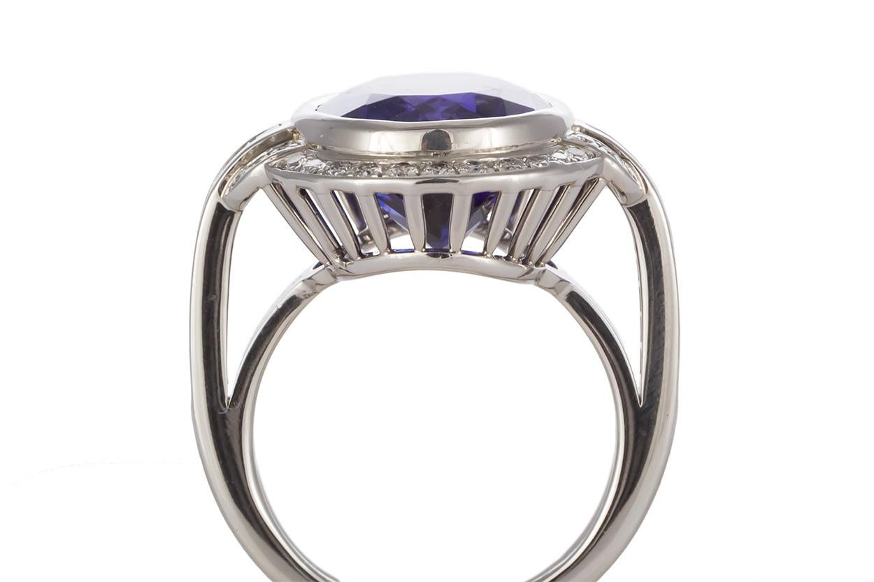 Tiffany & Co. Platinum Diamond and Tanzanite Fashion Cocktail Ring 1