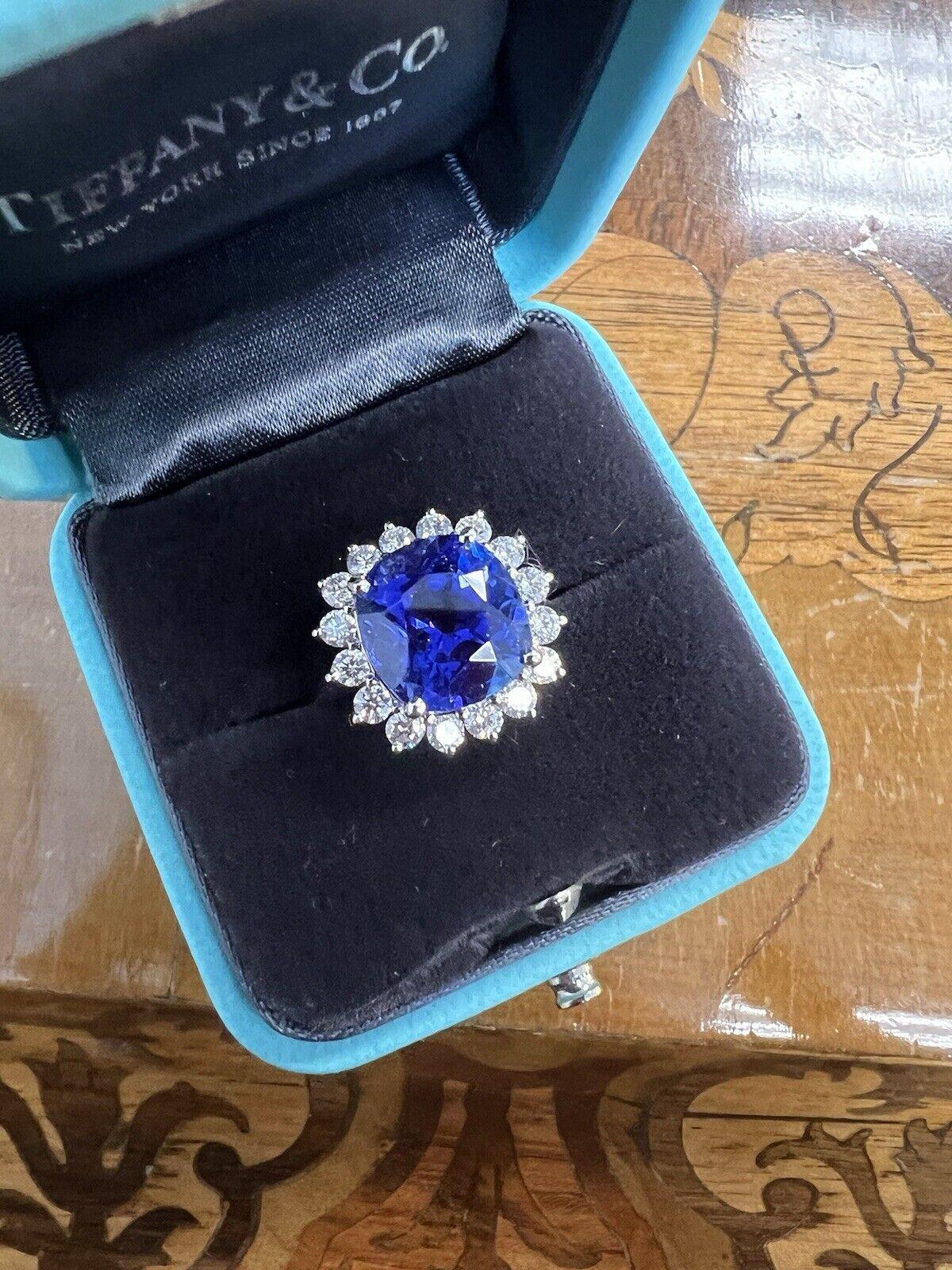 Women's or Men's TIFFANY & CO. Platinum, Diamond & Tanzanite Ring w/Box & Lab Report