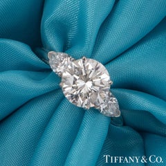 Tiffany & Co. Platinum Diamond Three-Stone Ring 2.36 Carat GIA Certified