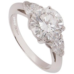 Tiffany & Co. Platinum Diamond Three-Stone Ring 2.36 Carat GIA Certified