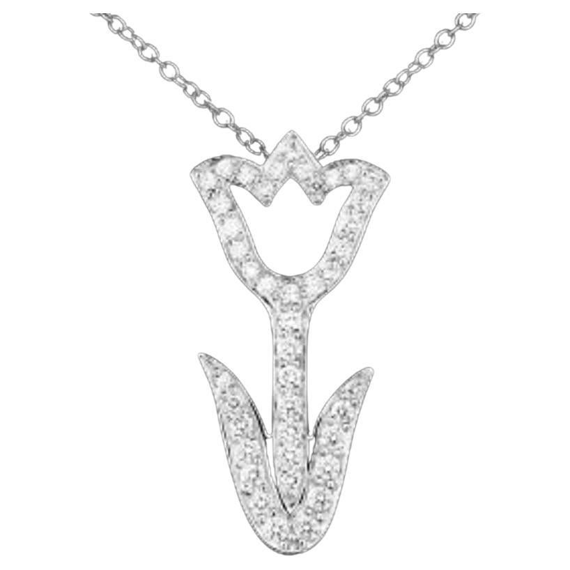 TIFFANY & Co. Collana con ciondolo a tulipano in platino e diamanti in vendita
