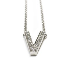 Tiffany & Co. Platinum Diamond V Pendant Necklace