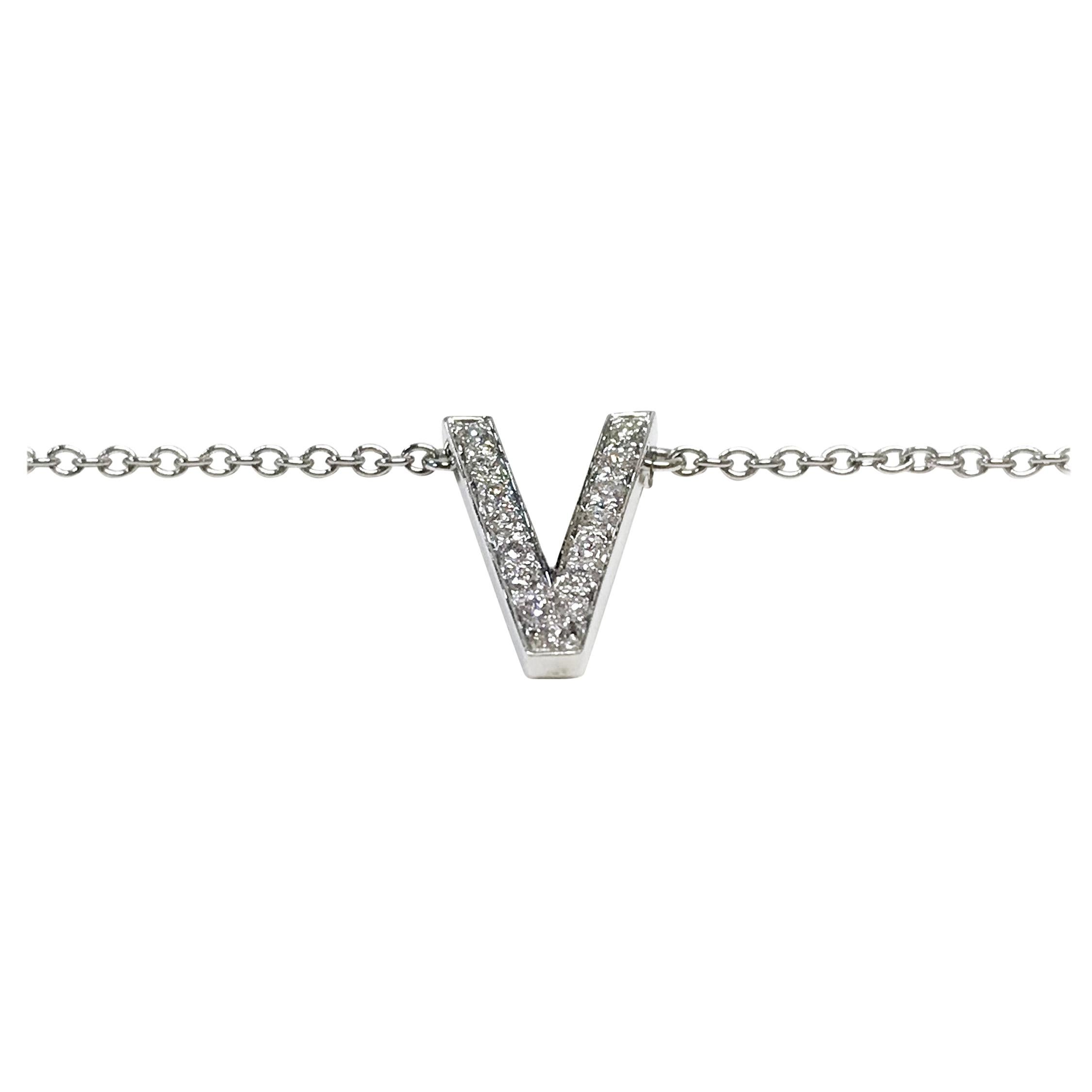 Tiffany & Co. Platinum Diamond V Pendant Necklace