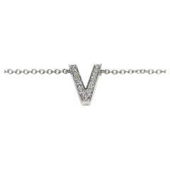 Tiffany & Co. Platinum Diamond V Pendant Necklace