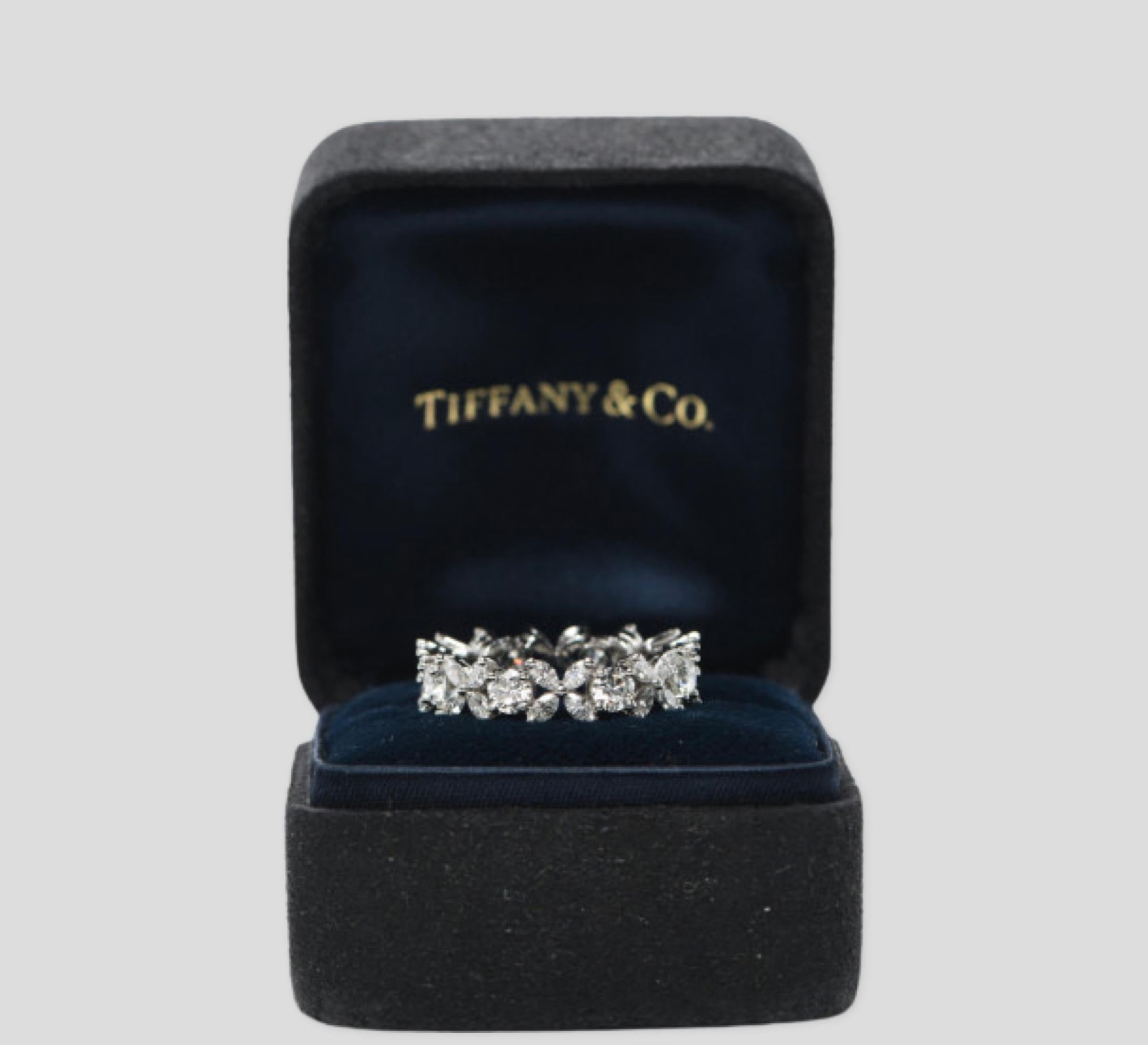 Marquise Cut Tiffany Co Platinum Diamond Victoria Alternating Ring size 6 For Sale