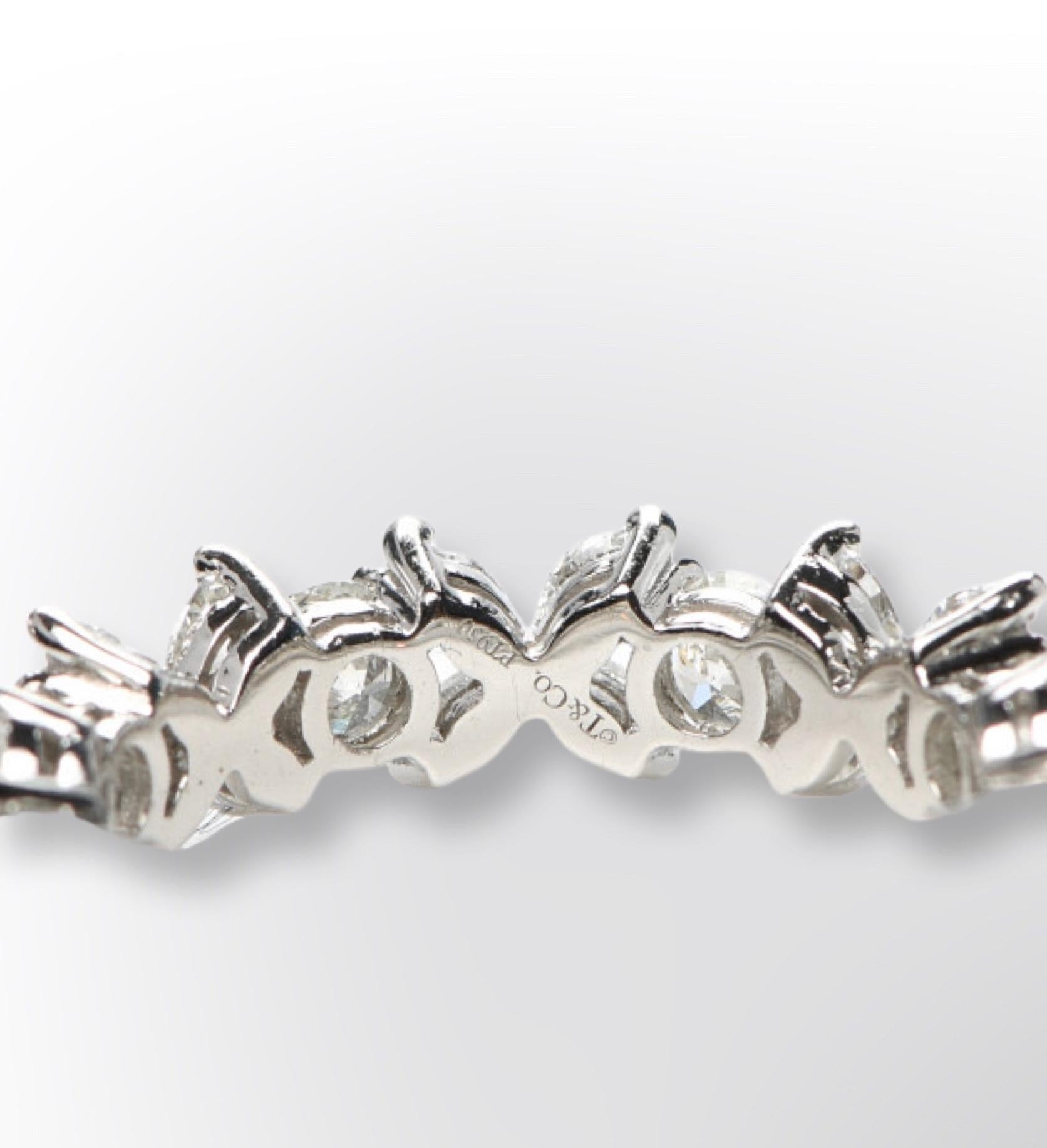Modern Tiffany Co Platinum Diamond Victoria Alternating Ring size 6