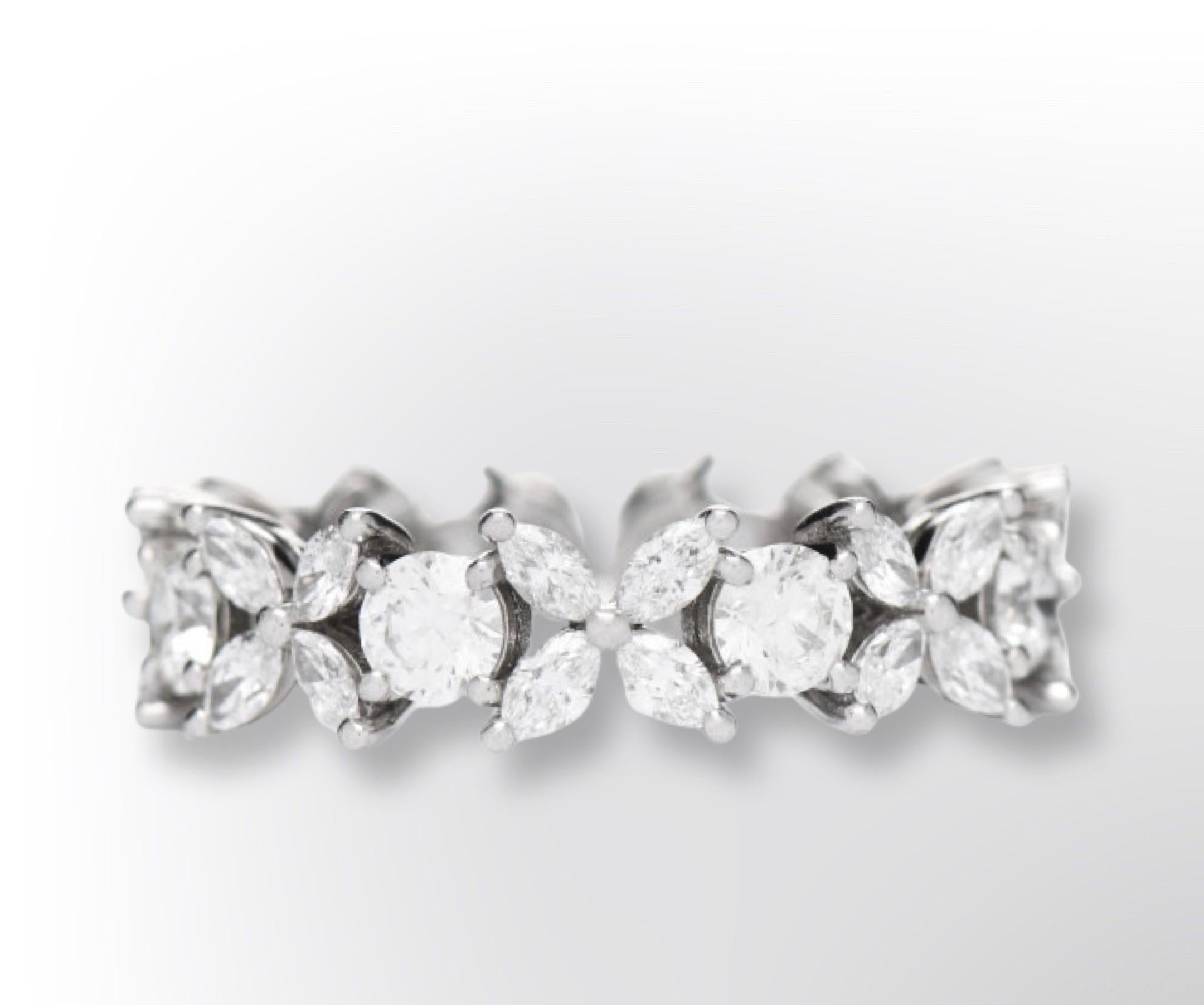 Marquise Cut Tiffany Co Platinum Diamond Victoria Alternating Ring size 6