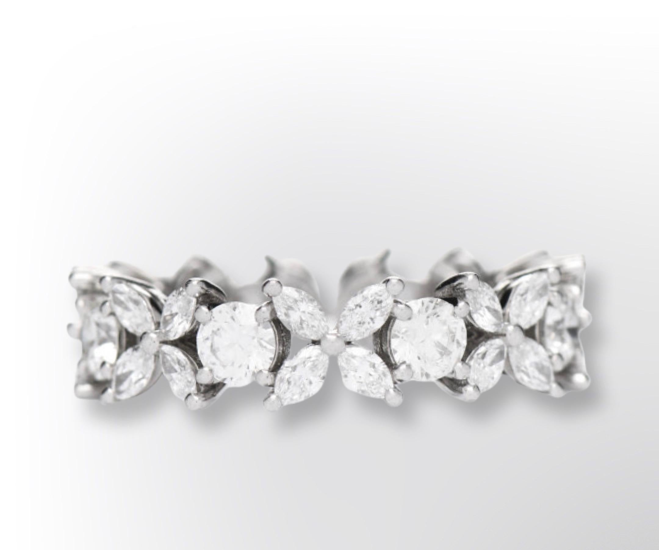 Women's Tiffany Co Platinum Diamond Victoria Alternating Ring size 6 For Sale