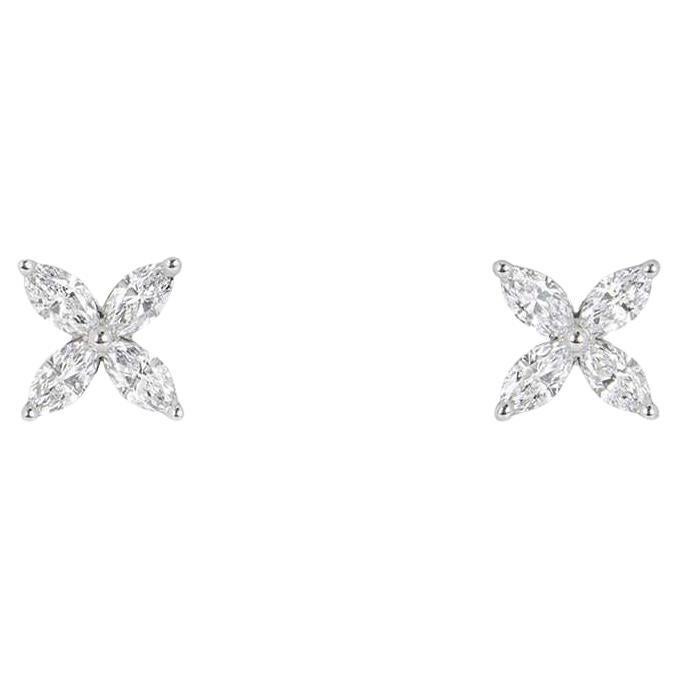 Tiffany 
Co. Platinum Diamond Victoria Earrings 0.92ct 25169328 For Sale