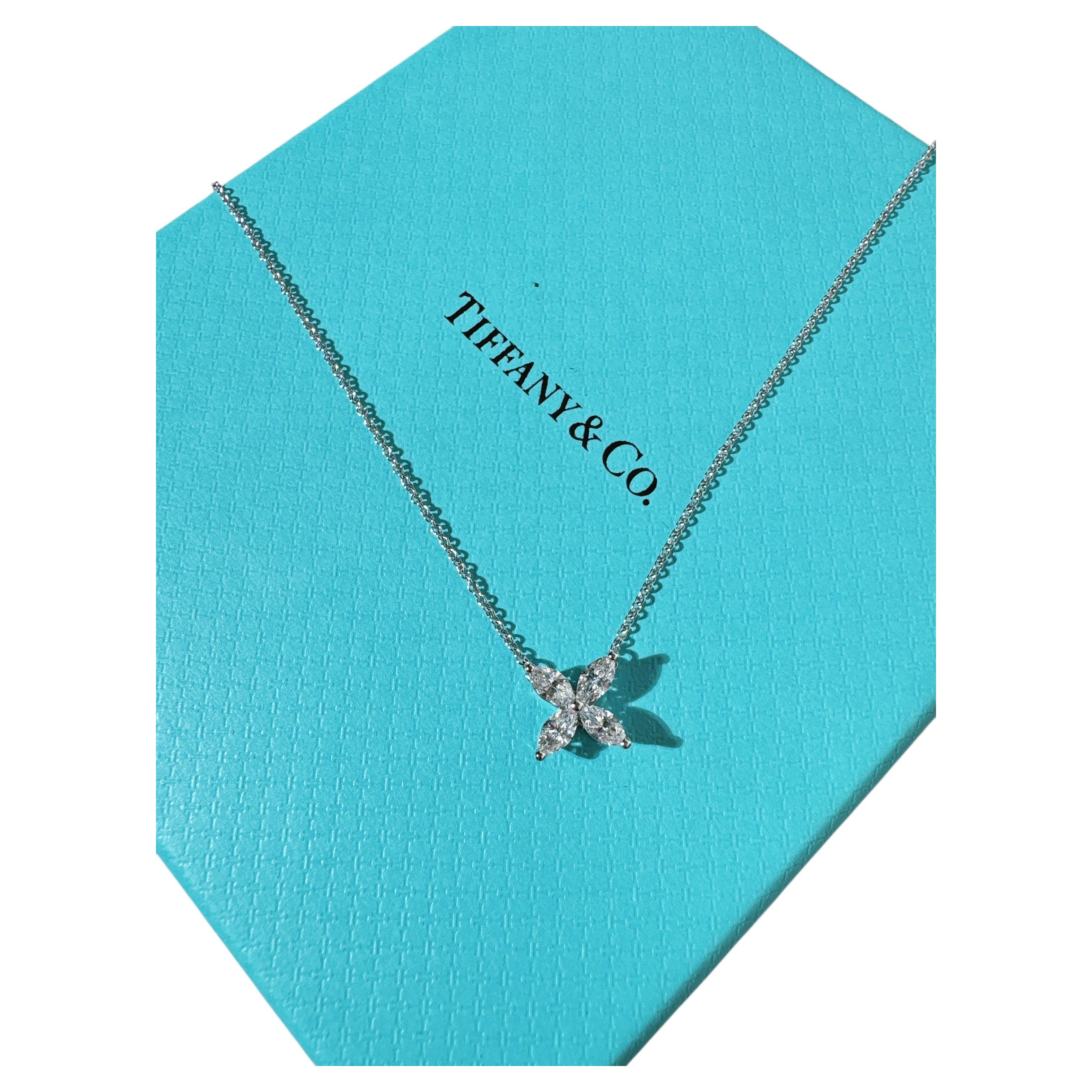 Tiffany & Co. Platinum Diamond Victoria Flower Pendant Necklace