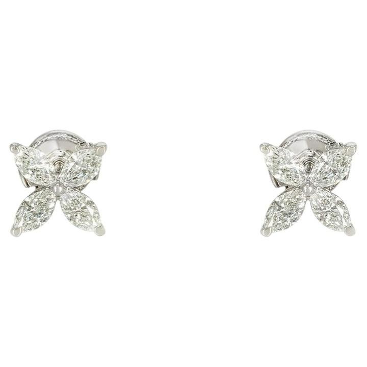 Tiffany & Co. Platinum Diamond Victoria Large Earrings 1.62ct 14743545 For Sale