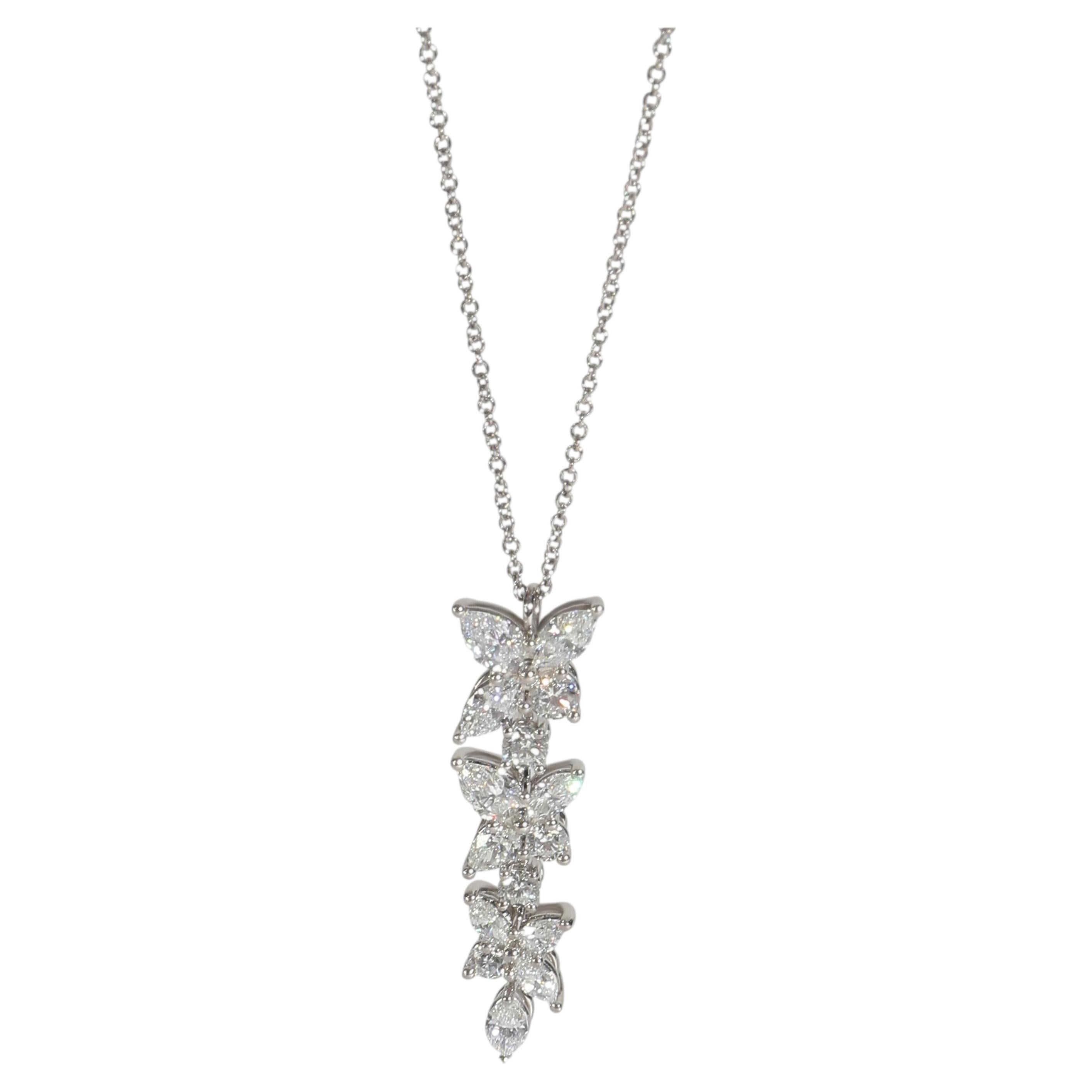 Tiffany & Co. Platinum Diamond Victoria Mixed Cluster Drop Pendant For Sale