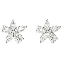 Tiffany & Co. Platinum Diamond Victoria Mixed Cluster Large Earrings 1.77ct TDW