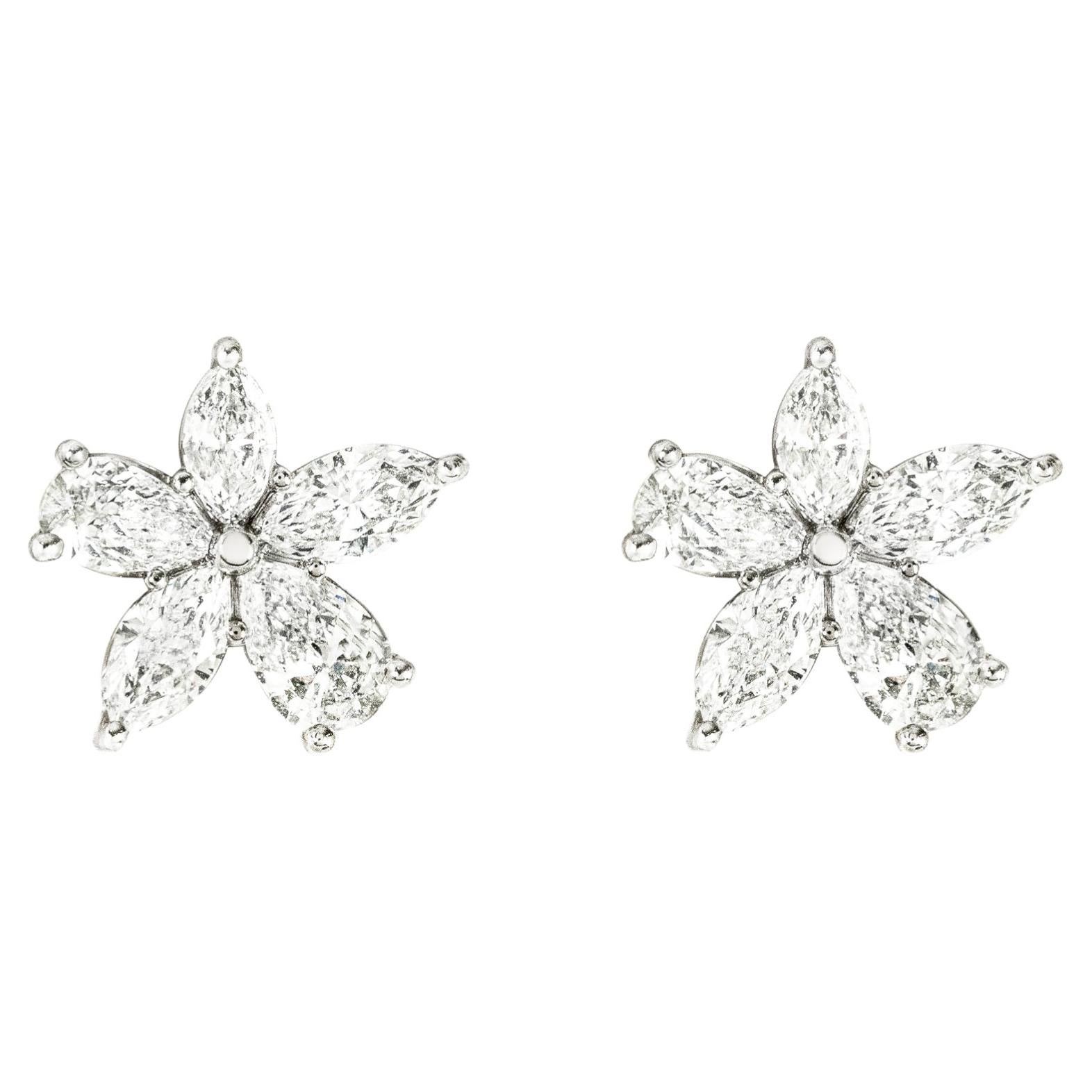 Tiffany & Co. Platinum Diamond Victoria Mixed Cluster Large Earrings 1.77ct TDW