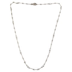 Tiffany & Co Platinum Dog Bone Chain Diamond by the Yard Necklace #19188