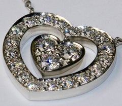 Tiffany & Co. Platinum Double Heart Necklace Set with 21 Diamonds