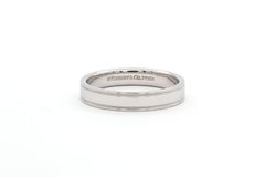 Tiffany & Co. Platinum Double Milgrain Mens Wedding Band Ring