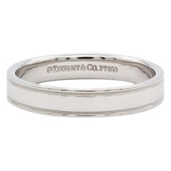 Tiffany & Co. Platinum Double Milgrain Mens Wedding Band Ring