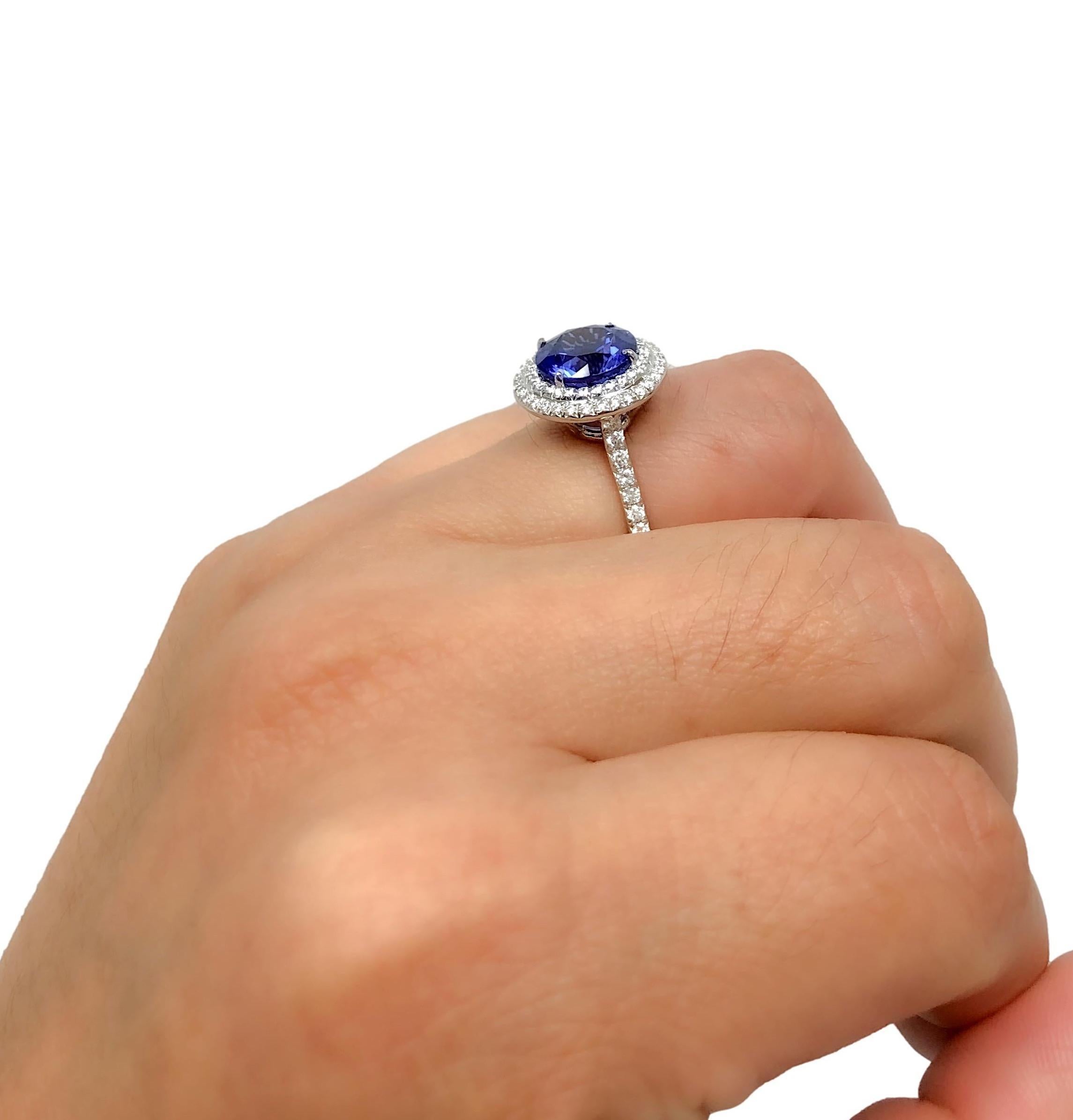 Tiffany & Co. Platinum Double Soleste Round Shape 3ct Tanzanite Diamond Ring For Sale 4
