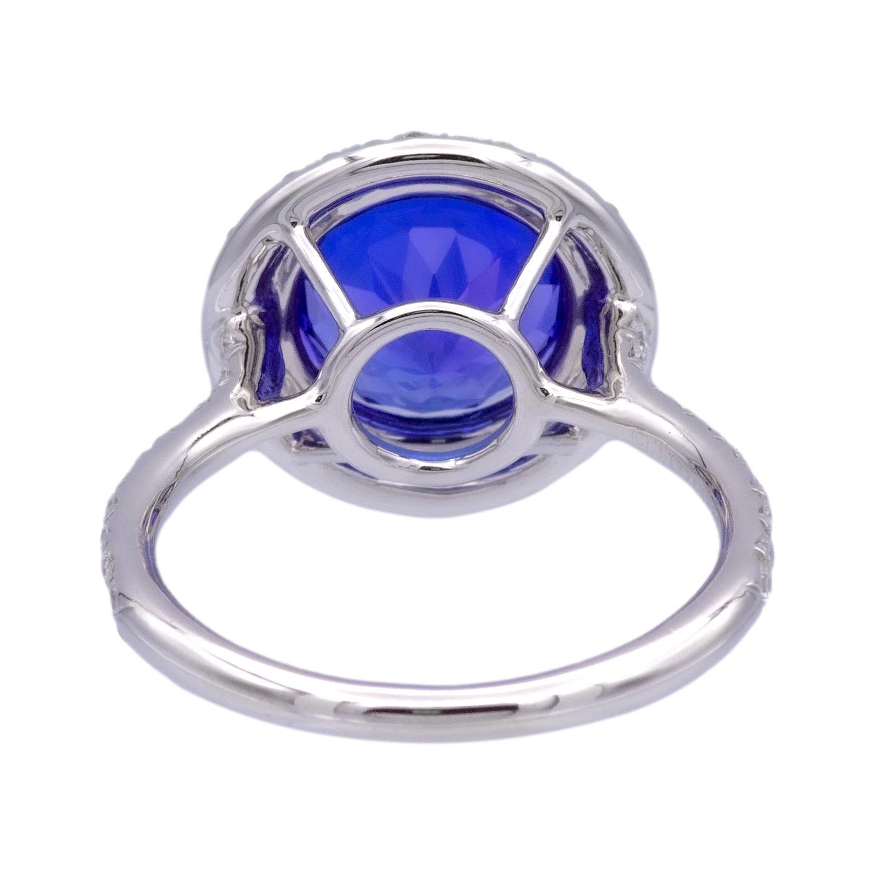 Round Cut Tiffany & Co. Platinum Double Soleste Round Shape 3ct Tanzanite Diamond Ring For Sale