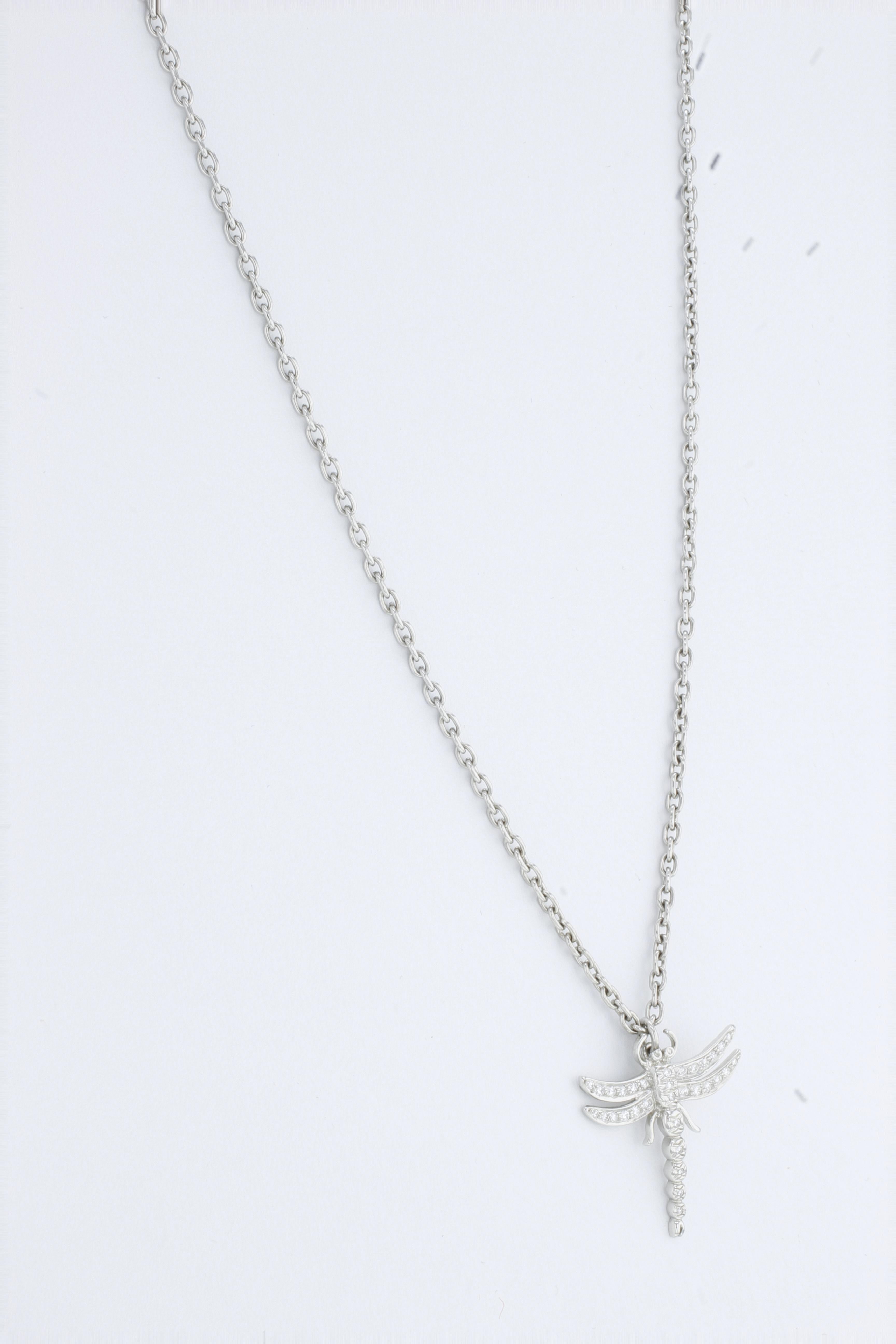 TIFFAY & CO. PLATINUM DRAGONFLY PENDANT AND CHAIN

A charming and collectable Tiffany & Co. Dragonfly Necklace, beautifully crafted in platinum and set with diamonds.

For over 100 years Tiffany & Co. have been incorporating the dragonfly into their