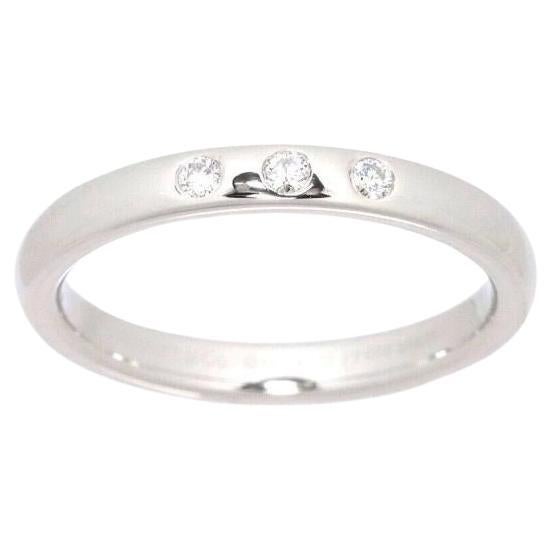 Tiffany & Co. Platinum Elsa Peretti 3 Diamond Stacking Band Ring 4.5 For Sale