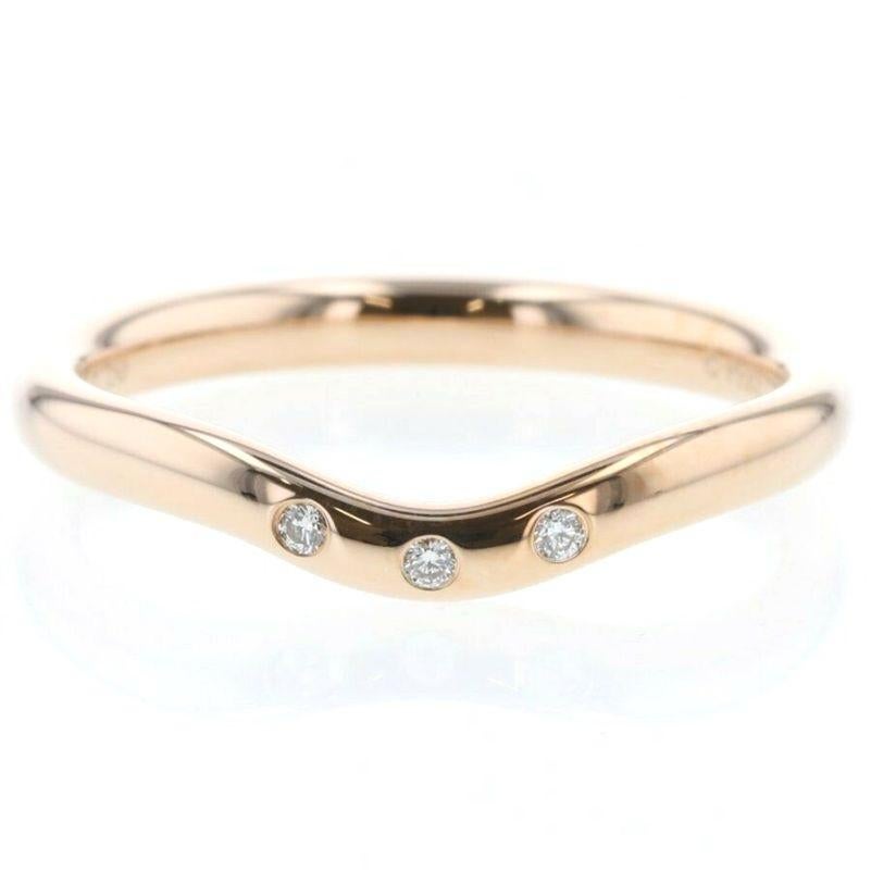 TIFFANY & Co. Rose Gold Elsa Peretti 3 Diamant 2mm geschwungener Ehering 4,5 (Rundschliff) im Angebot